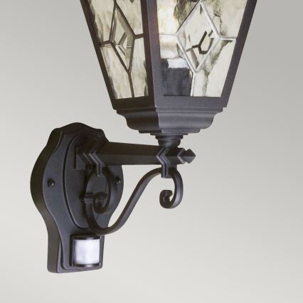 Elstead - Āra sienas lampa ar sensoru NORFOLK 1xE27/100W/230V IP43