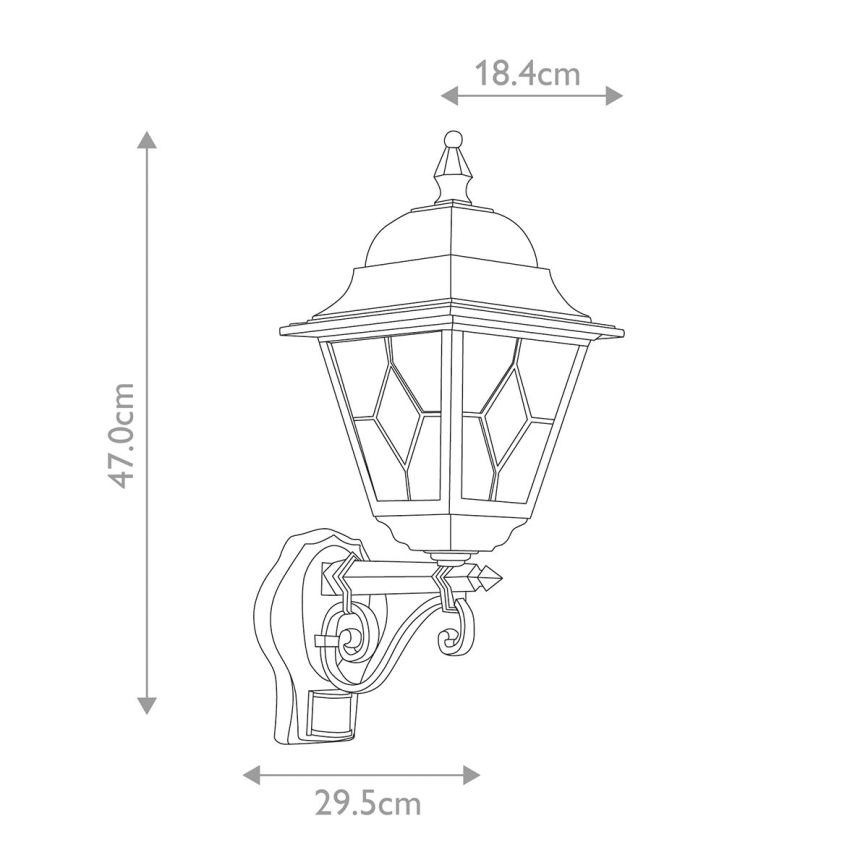 Elstead - Āra sienas lampa ar sensoru NORFOLK 1xE27/100W/230V IP43