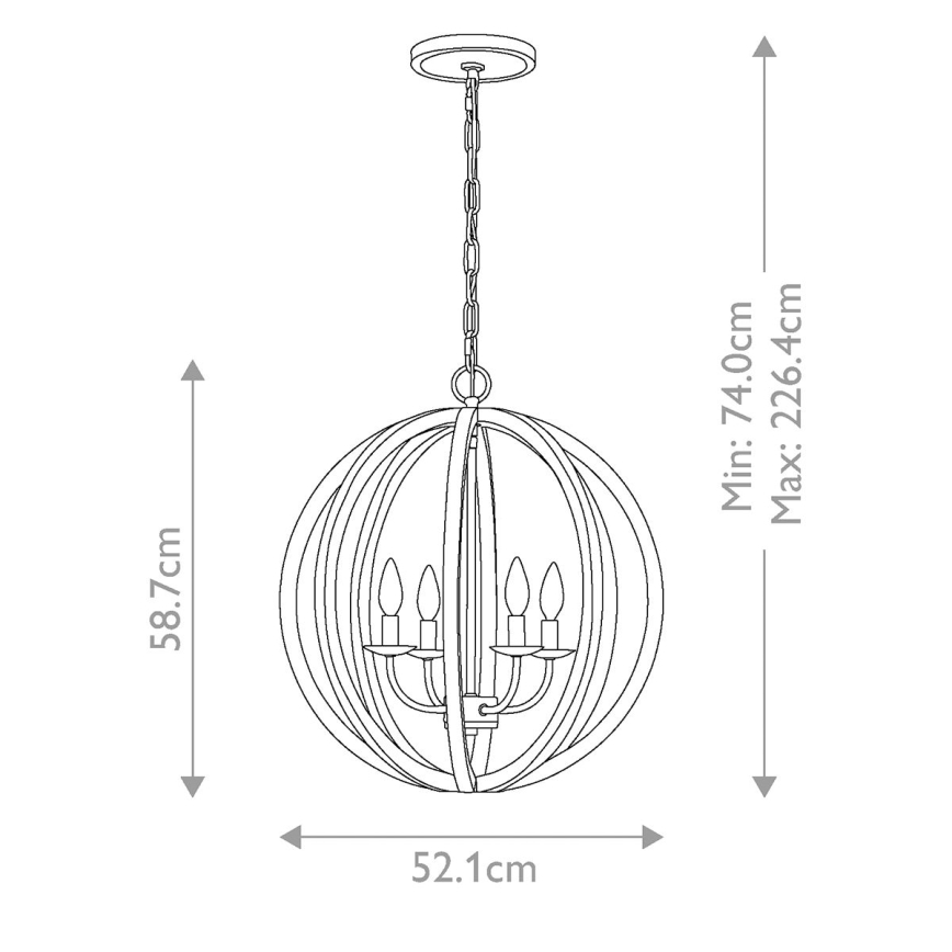 Elstead FE-ALLIER-4P-WW - Lustra ar ķēdi ALLIER 4xE14/60W/230V ozolkoka