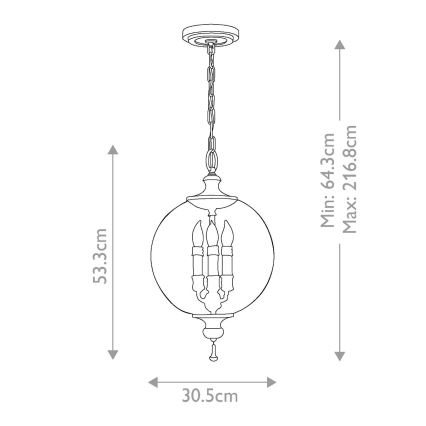 Elstead FE-ARGENTO-P - Lustra ar ķēdi ARGENTO 3xE14/60W/230V