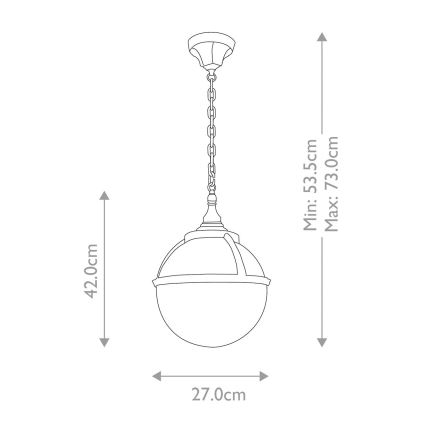 Elstead - Āra lustra ar ķēdi GLENBEIGH 1xE27/60W/230V IP44