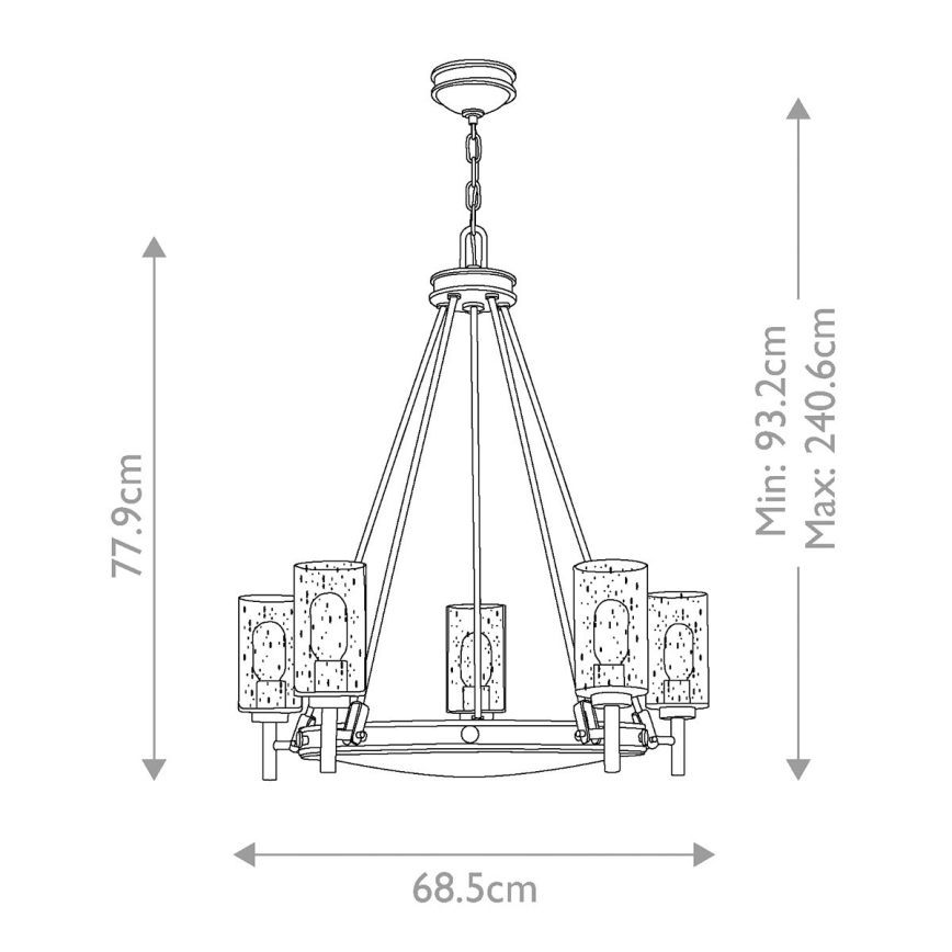Elstead HK-COLLIER5 - Lustra ar ķēdi COLLIER 5xE27/100W/230V
