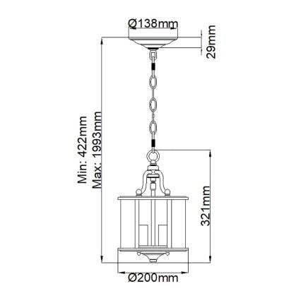 Elstead HK-GENTRY-P-S-PW - Lustra ar ķēdi GENTRY 3xE14/60W/230V