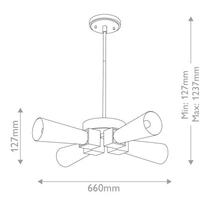 Elstead - lustra uz stieņa KRISTY 4xE27/40W/230V vara apdare
