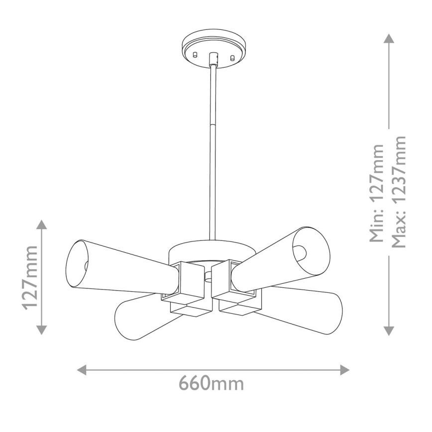 Elstead - lustra uz stieņa KRISTY 4xE27/40W/230V vara apdare