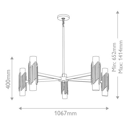 Elstead - Griestu lustra MARVELE uz stieņa 10xE14/40W/230V zeltaina