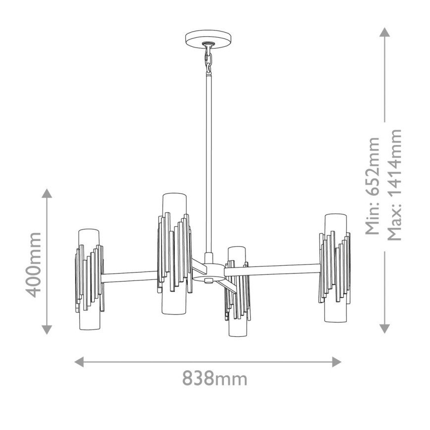 Elstead - Lustrs uz stieņa MARVELE 8xE14/40W/230V zelta