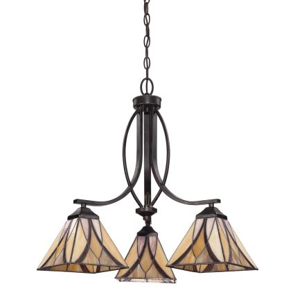 Elstead - Tiffany stila ASHEVILLE piekārtais lustrs uz ķēdes, 3xE27/60W/230V