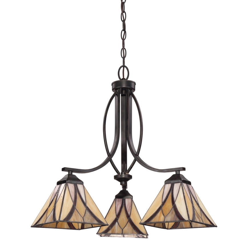 Elstead - Tiffany stila ASHEVILLE piekārtais lustrs uz ķēdes, 3xE27/60W/230V