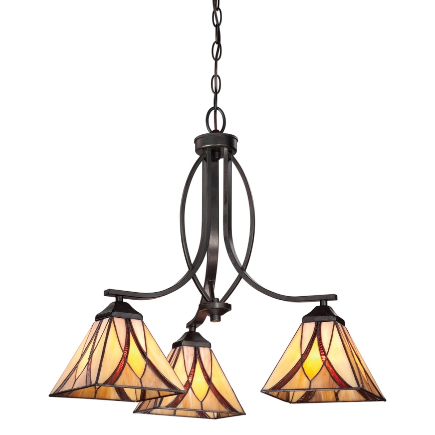 Elstead - Tiffany stila ASHEVILLE piekārtais lustrs uz ķēdes, 3xE27/60W/230V