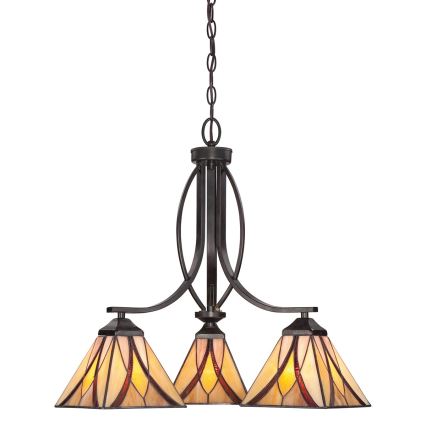 Elstead - Tiffany stila ASHEVILLE piekārtais lustrs uz ķēdes, 3xE27/60W/230V