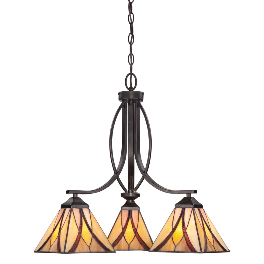 Elstead - Tiffany stila ASHEVILLE piekārtais lustrs uz ķēdes, 3xE27/60W/230V