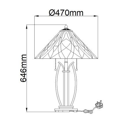 Elstead - Galda lampa Tiffany VICTORY 2xE27/60W/230V