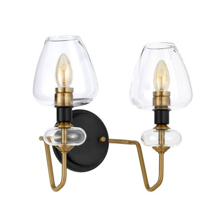 Elstead - Sienas lampa ARMAND 2xE14/40W/230V melna/misiņa
