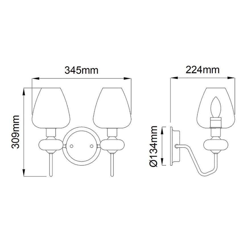 Elstead - Sienas lampa ARMAND 2xE14/40W/230V melna/misiņa