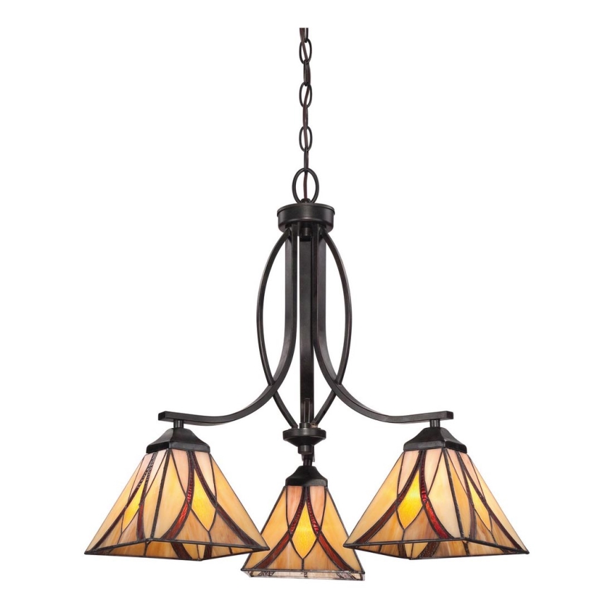Elstead - Tiffany stila ASHEVILLE piekārtais lustrs uz ķēdes, 3xE27/60W/230V