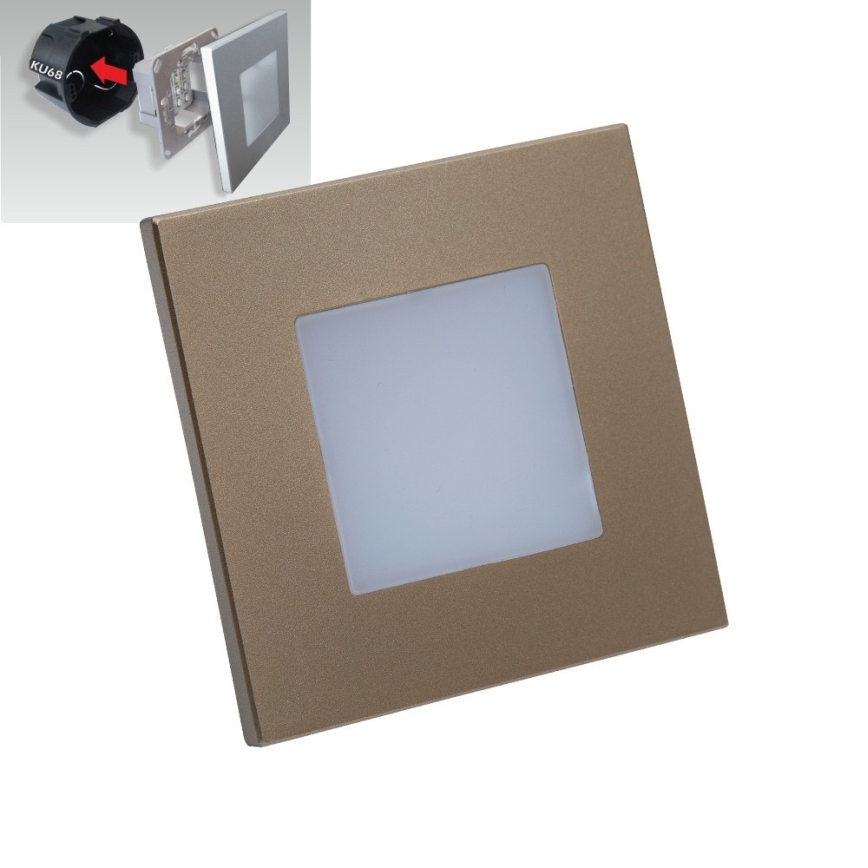 Emithor 48334 - LED Iebūvējams gaismeklis STEP LIGHT LED/1W/230V zelta