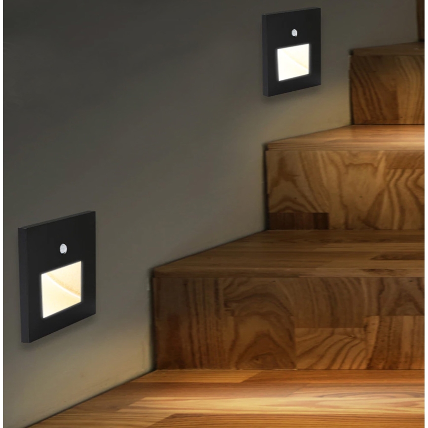 Emithor 70418 - LED Kāpņu telpas lampa ar sensoru SUNNY LED/1W/230V 4000K melna