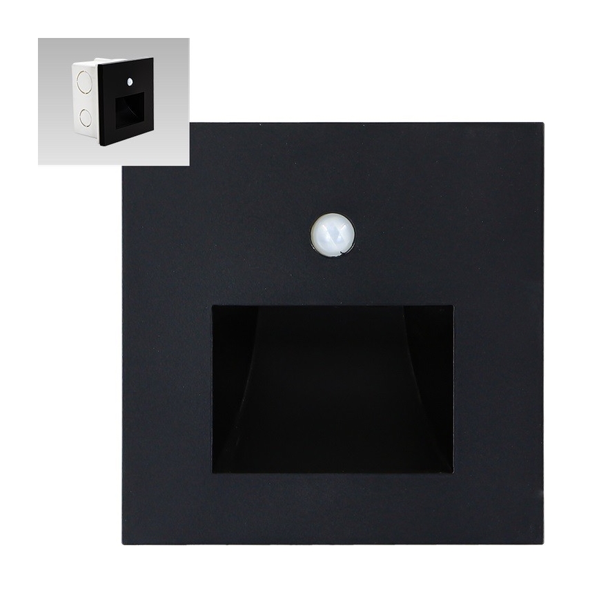 Emithor 70418 - LED Kāpņu telpas lampa ar sensoru SUNNY LED/1W/230V 4000K melna