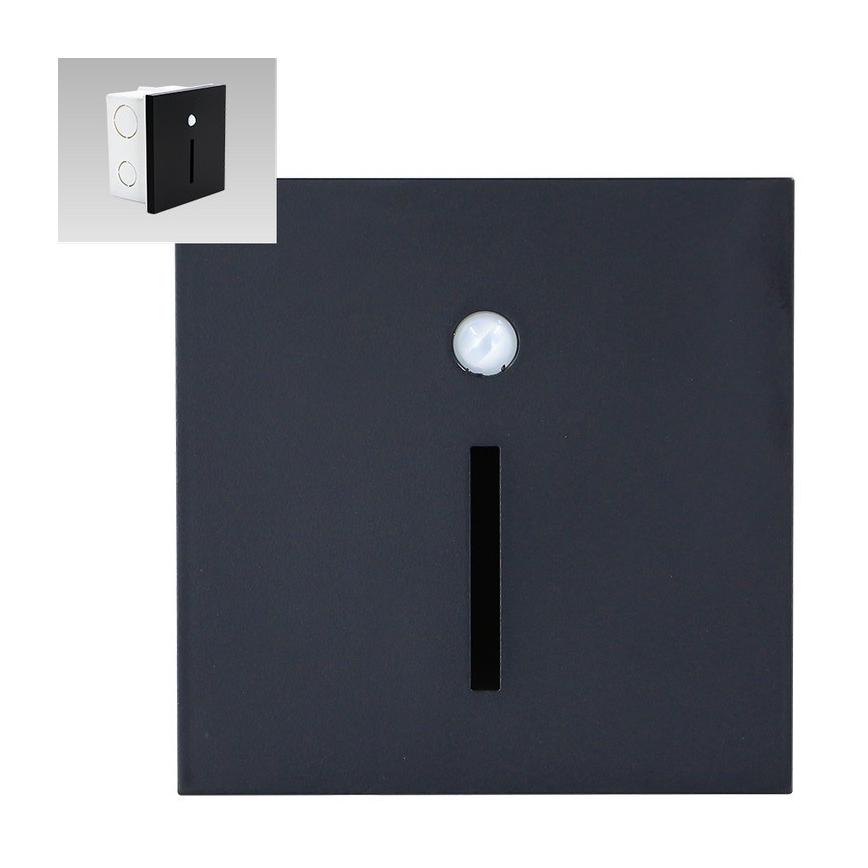 Emithor 70430 - LED Kāpņu telpas lampa ar sensoru LINE LED/1W/230V melna