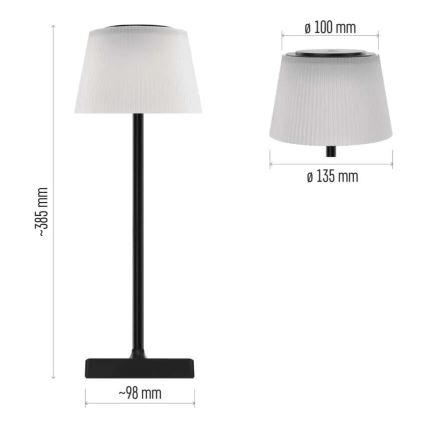 LED Aptumšojama uzlādējama lampa KATIE LED/4W/10V 1800mAh IP44 CRI 90 melna