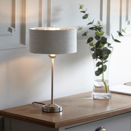 Endon 100646 - Galda lampa HIGHCLERE 1xE14/7W/230V bēšs/matiēts hroms Ø 25 cm