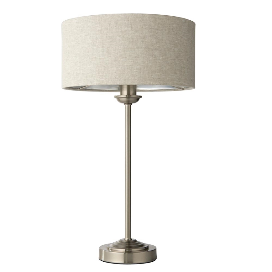 Endon 100646 - Galda lampa HIGHCLERE 1xE14/7W/230V bēšs/matiēts hroms Ø 25 cm