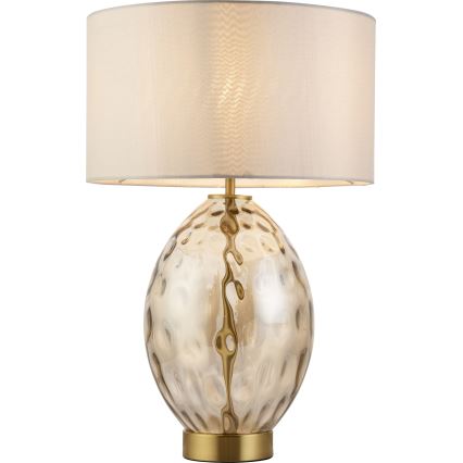 Endon 101150 - Galda lampa ERIN ar regulējamu spilgtumu 1xE27/10W/230V, balta/misiņkrāsaina/dūmakaina bēša