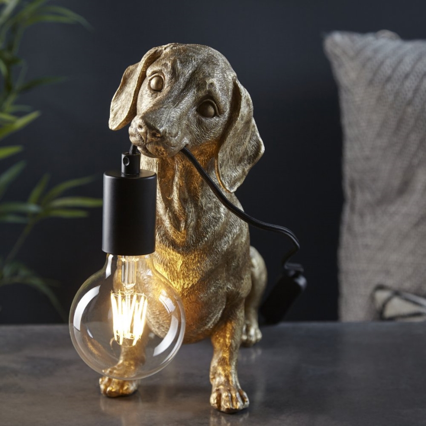 Endon 101187 - Galda lampa DACHSHUND 1xE27/10W/230V zelta