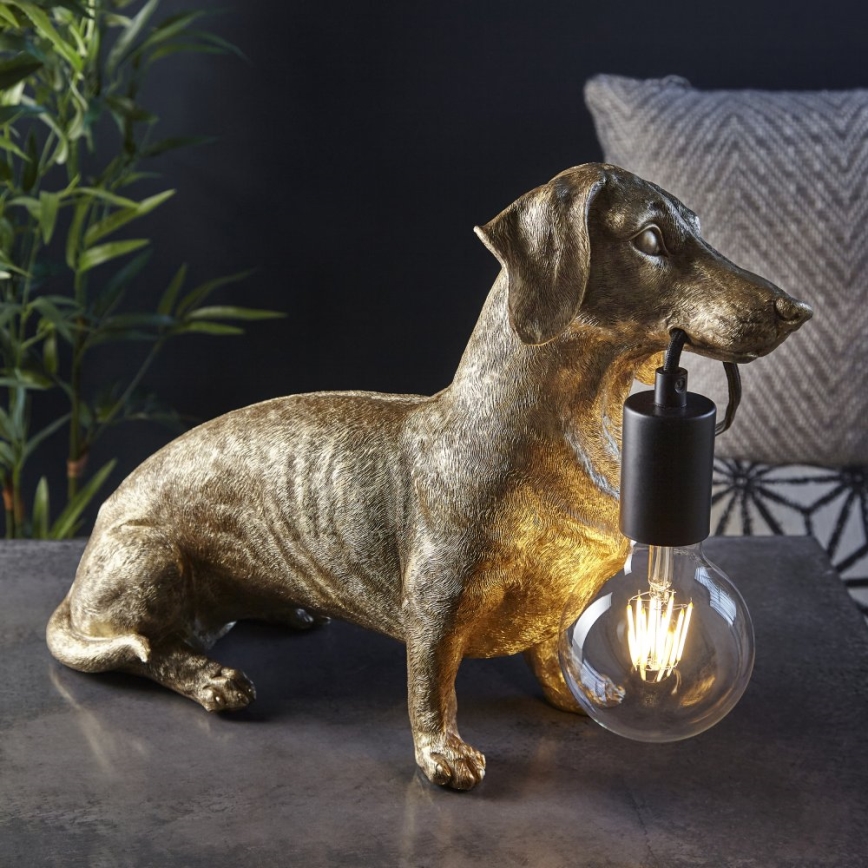 Endon 101187 - Galda lampa DACHSHUND 1xE27/10W/230V zelta