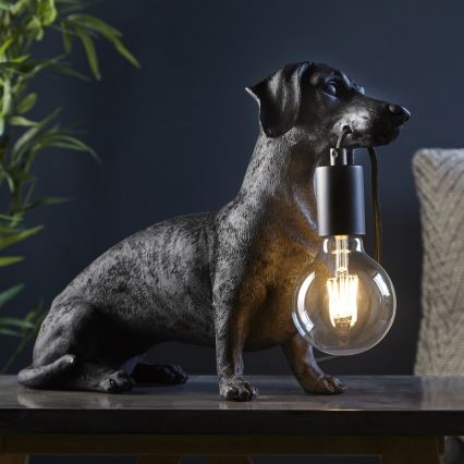 Endon 101188 - Galda lampa DACHSHUND 1xE27/10W/230V melna