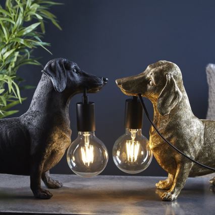 Endon 101188 - Galda lampa DACHSHUND 1xE27/10W/230V melna