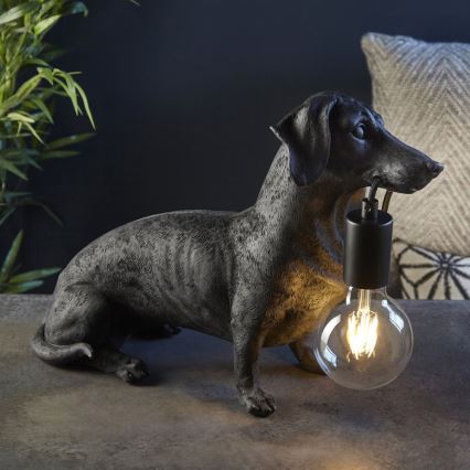 Endon 101188 - Galda lampa DACHSHUND 1xE27/10W/230V melna