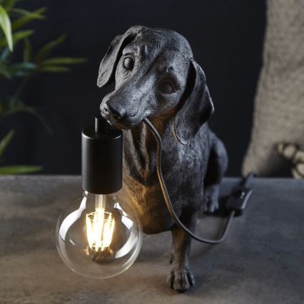 Endon 101188 - Galda lampa DACHSHUND 1xE27/10W/230V melna