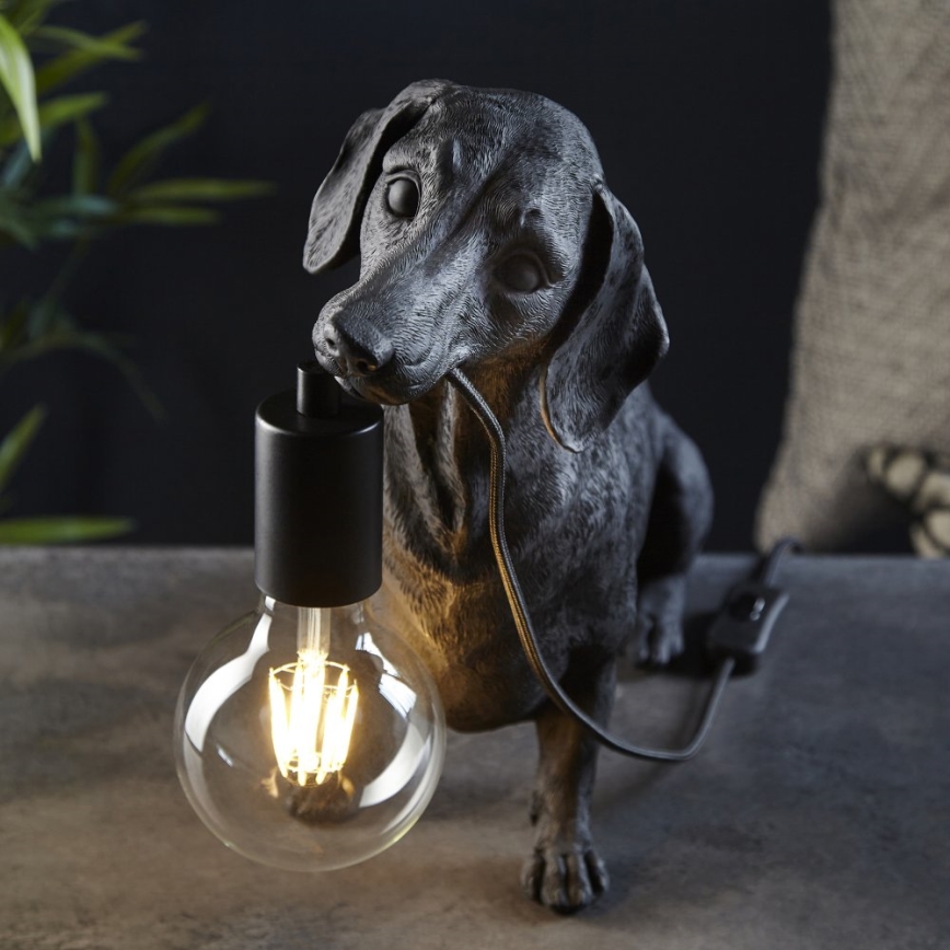 Endon 101188 - Galda lampa DACHSHUND 1xE27/10W/230V melna