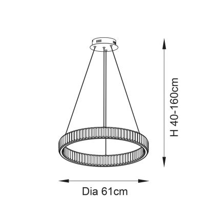 Endon 102255 - LED regulējama lustra uz troses LAGUNA LED/36W/230V, glancēts hroms