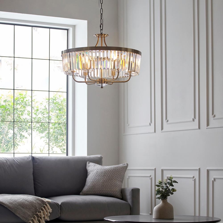 Endon 102505 - Lustra ar ķēdi, 6x E14/6W/230V, Ø 55 cm, misiņš