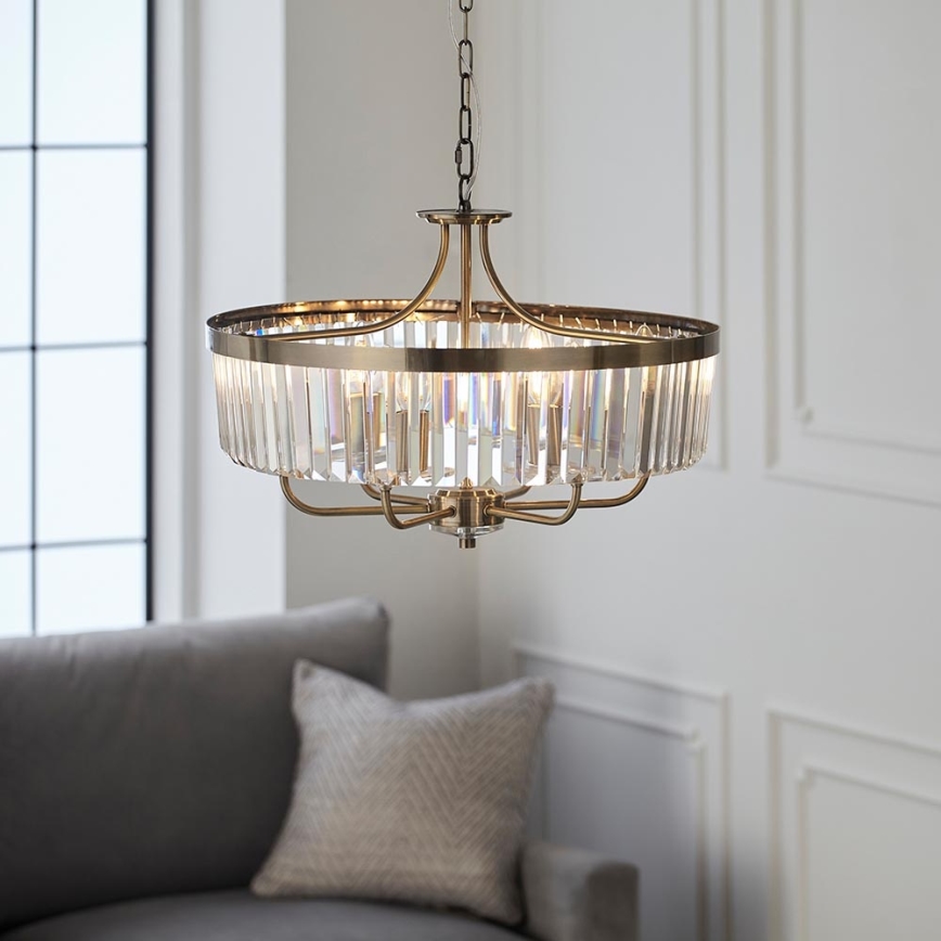 Endon 102505 - Lustra ar ķēdi, 6x E14/6W/230V, Ø 55 cm, misiņš