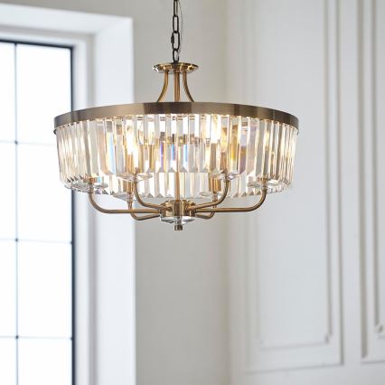 Endon 102505 - Lustra ar ķēdi, 6x E14/6W/230V, Ø 55 cm, misiņš