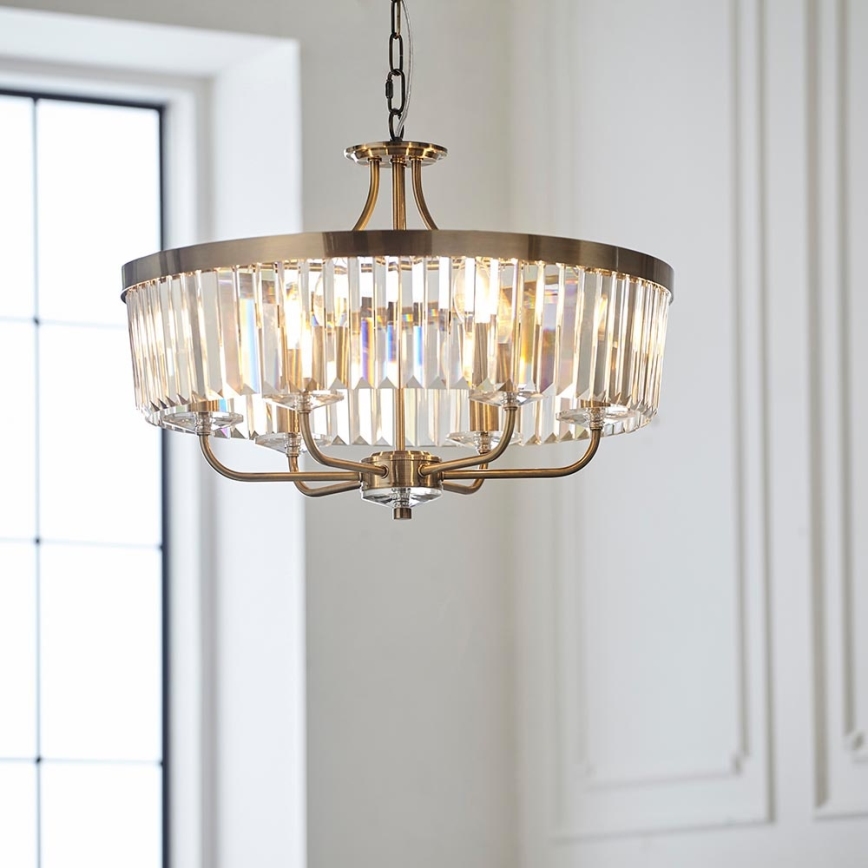 Endon 102505 - Lustra ar ķēdi, 6x E14/6W/230V, Ø 55 cm, misiņš