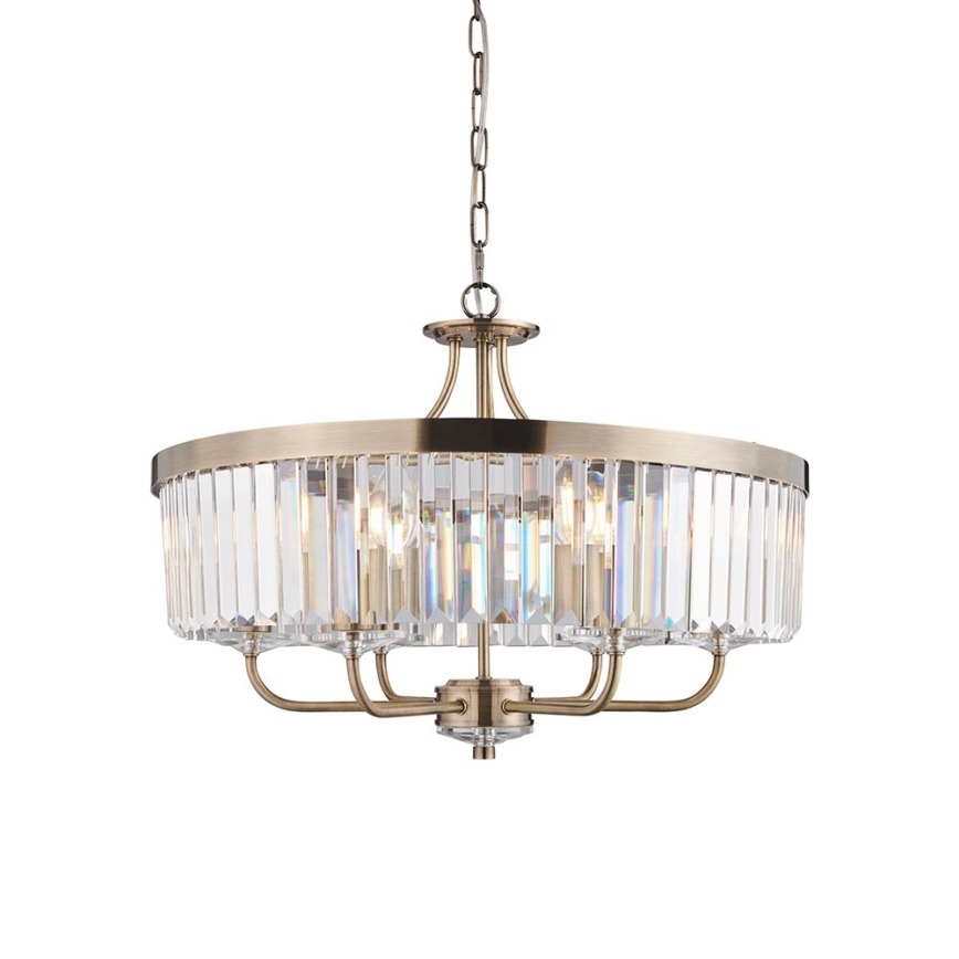 Endon 102505 - Lustra ar ķēdi, 6x E14/6W/230V, Ø 55 cm, misiņš