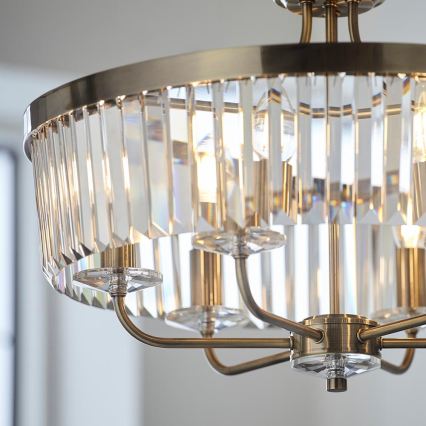 Endon 102505 - Lustra ar ķēdi, 6x E14/6W/230V, Ø 55 cm, misiņš