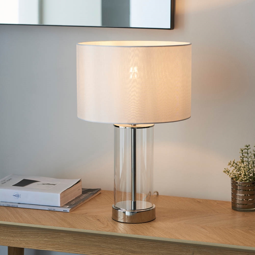 Endon 102674 - Regulējama galda lampa LESSINA 1xE27/10W/230V spīdīgs hroms/balts