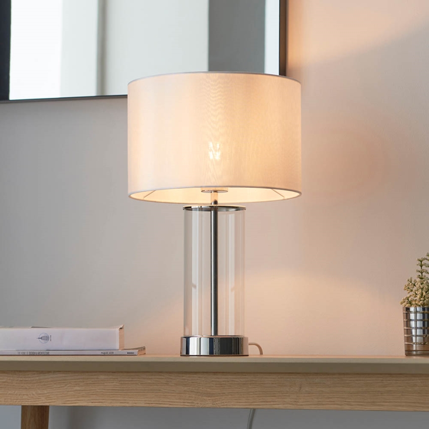 Endon 102674 - Regulējama galda lampa LESSINA 1xE27/10W/230V spīdīgs hroms/balts