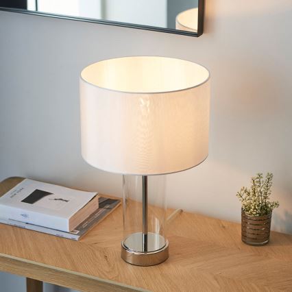 Endon 102674 - Regulējama galda lampa LESSINA 1xE27/10W/230V spīdīgs hroms/balts