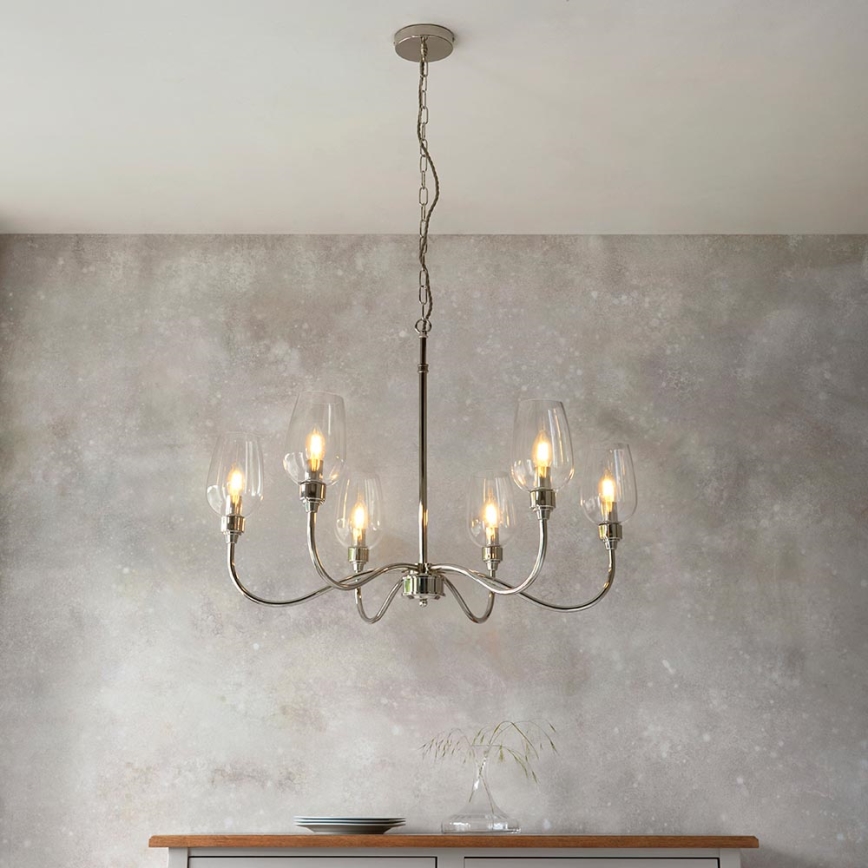 Endon 103315 - Lustra uz ķēdes 6xE14/6W/230V spīdīgs hroms