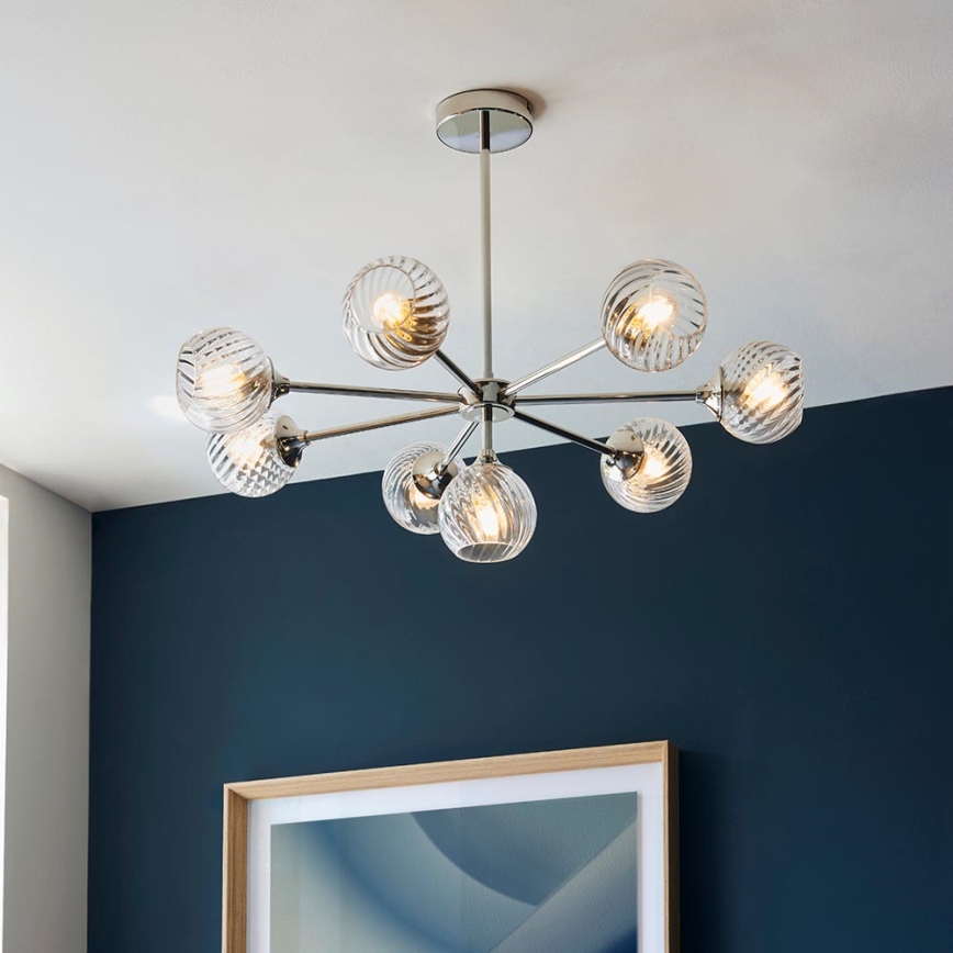 Endon 104051 - Lustra ar stieni ALLEGRA 8xE14/7W/230V spīdīga hroma apdare