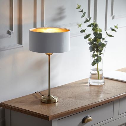 Endon 104054 - Galda lampa HIGHCLERE 1xE14/7W/230V balta/misiņš d. 25 cm