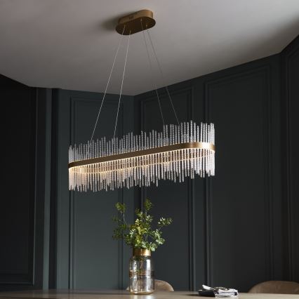 Endon 104082 - LED regulējamā lustra uz troses ADRIEL LED/47W/230V 3000K zelta/caurspīdīga
