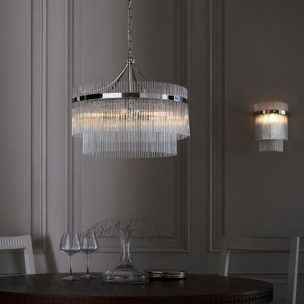 Endon 104112 - Lustra uz ķēdes MARIETTA 5xE14/7W/230V spīdīgs hroms/caurspīdīgs